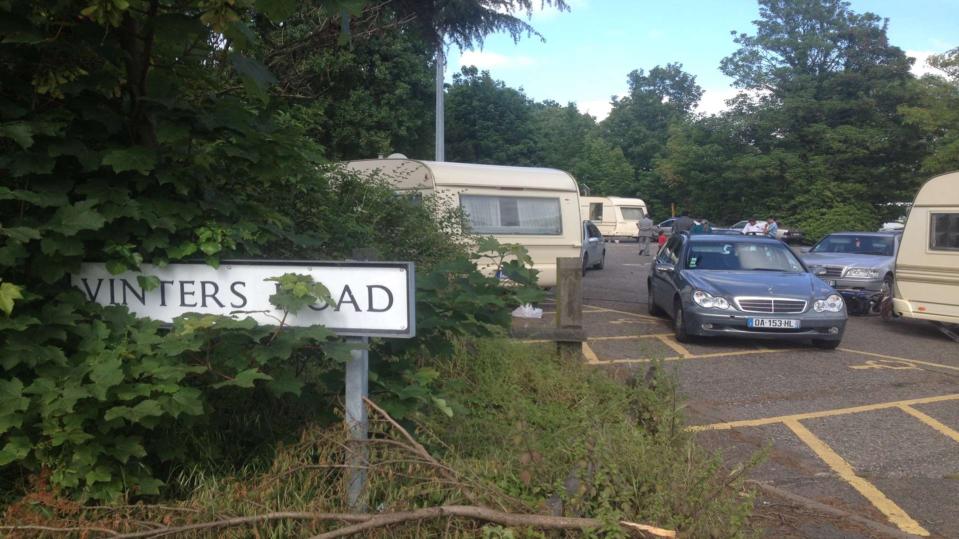 A witness said there are about ten caravans in the car park