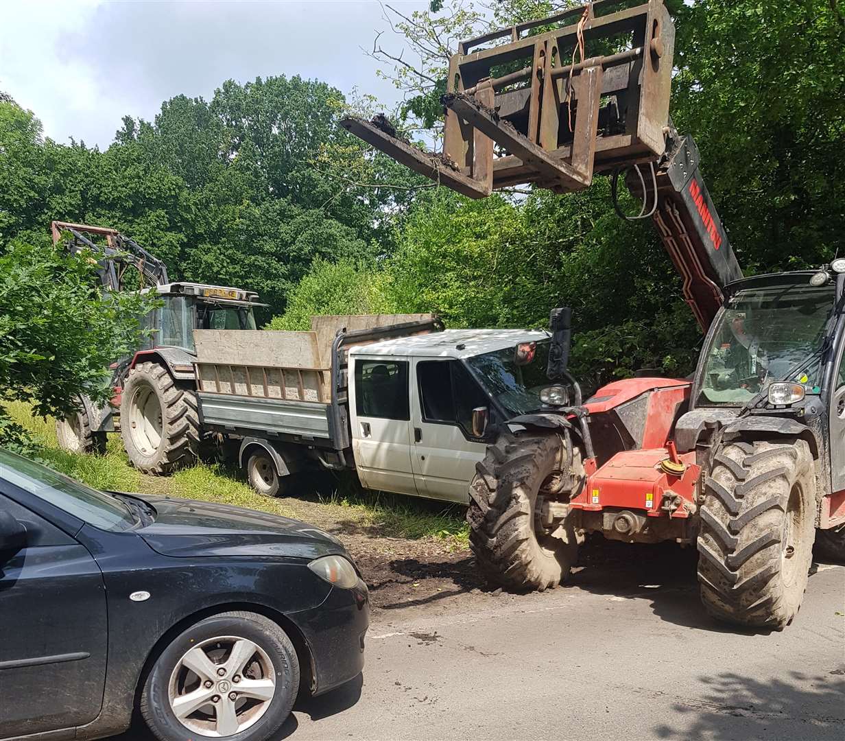 Farmers took action against fly-tippers by blocking in their van. Picture: Trevor Jones