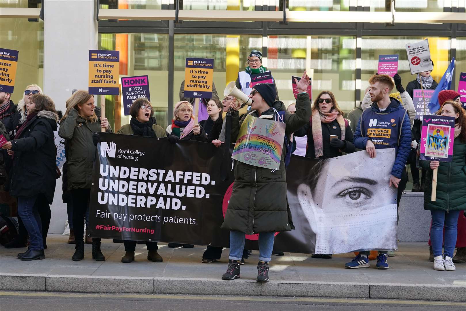 Workers on the picket line outside Royal Sussex County Hospital in Brighton (Gareth Fuller/PA)