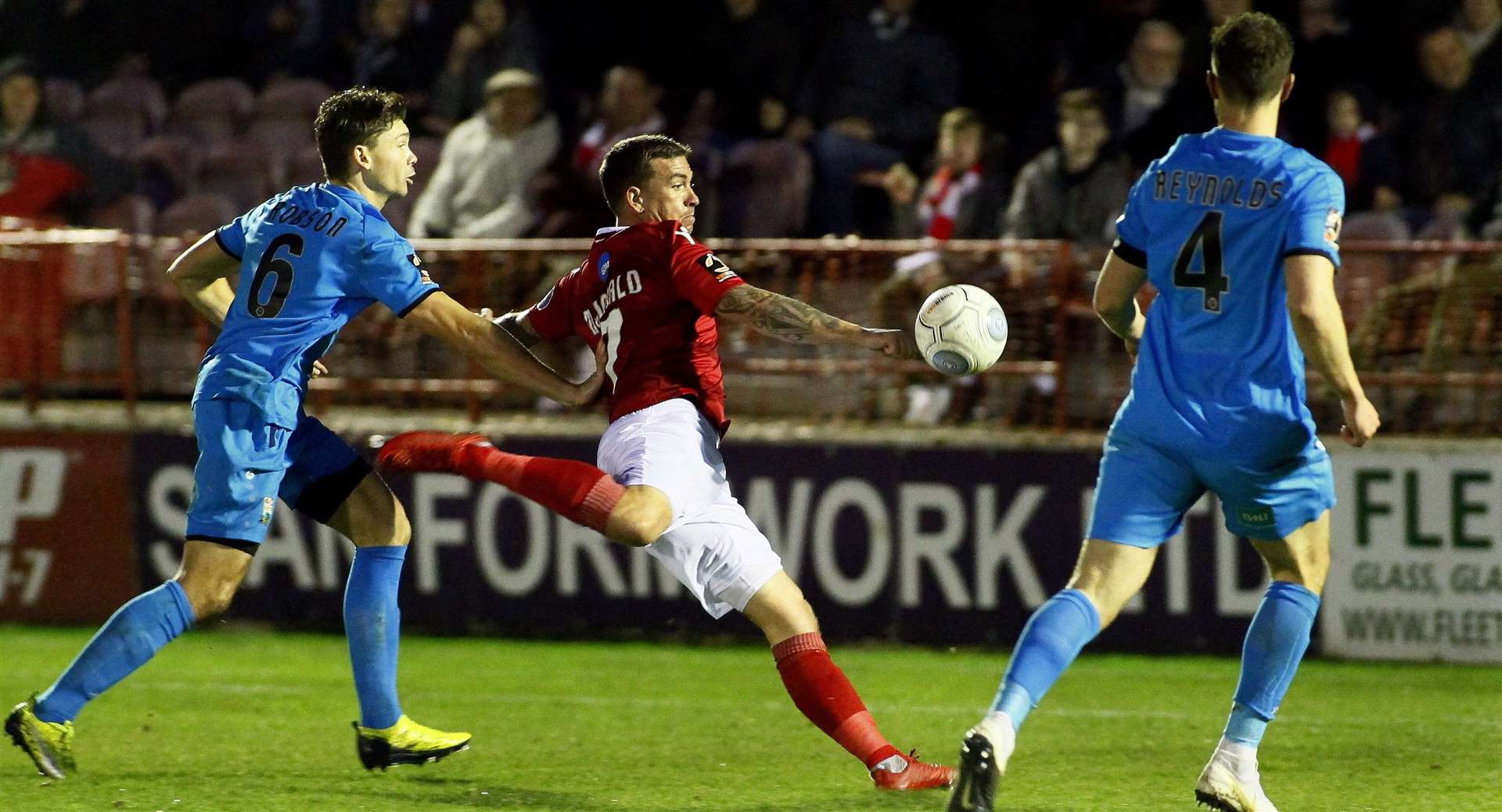 Cody McDonald in action for Ebbsfleet Picture: Sean Aidan