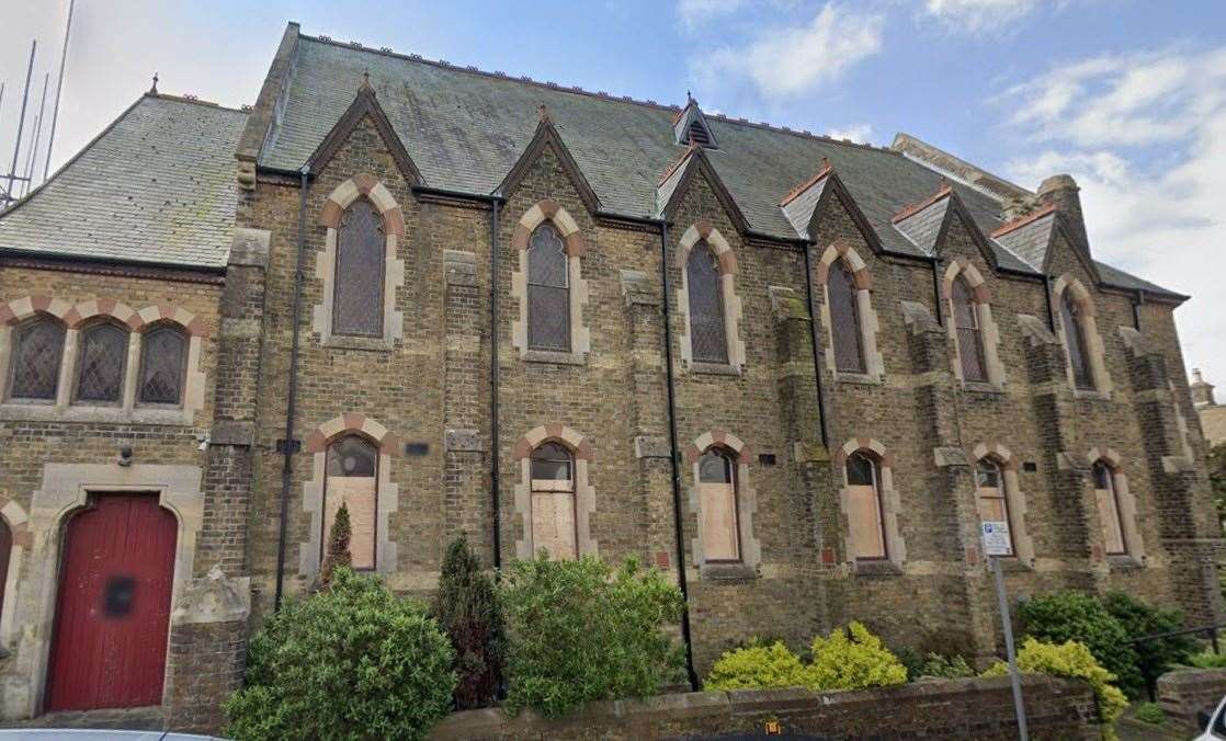 The former Community Church on the corner of Victoria Road and Stanley Road in Deal will now be converted into two homes after a revised planning application was approved. Picture: Google