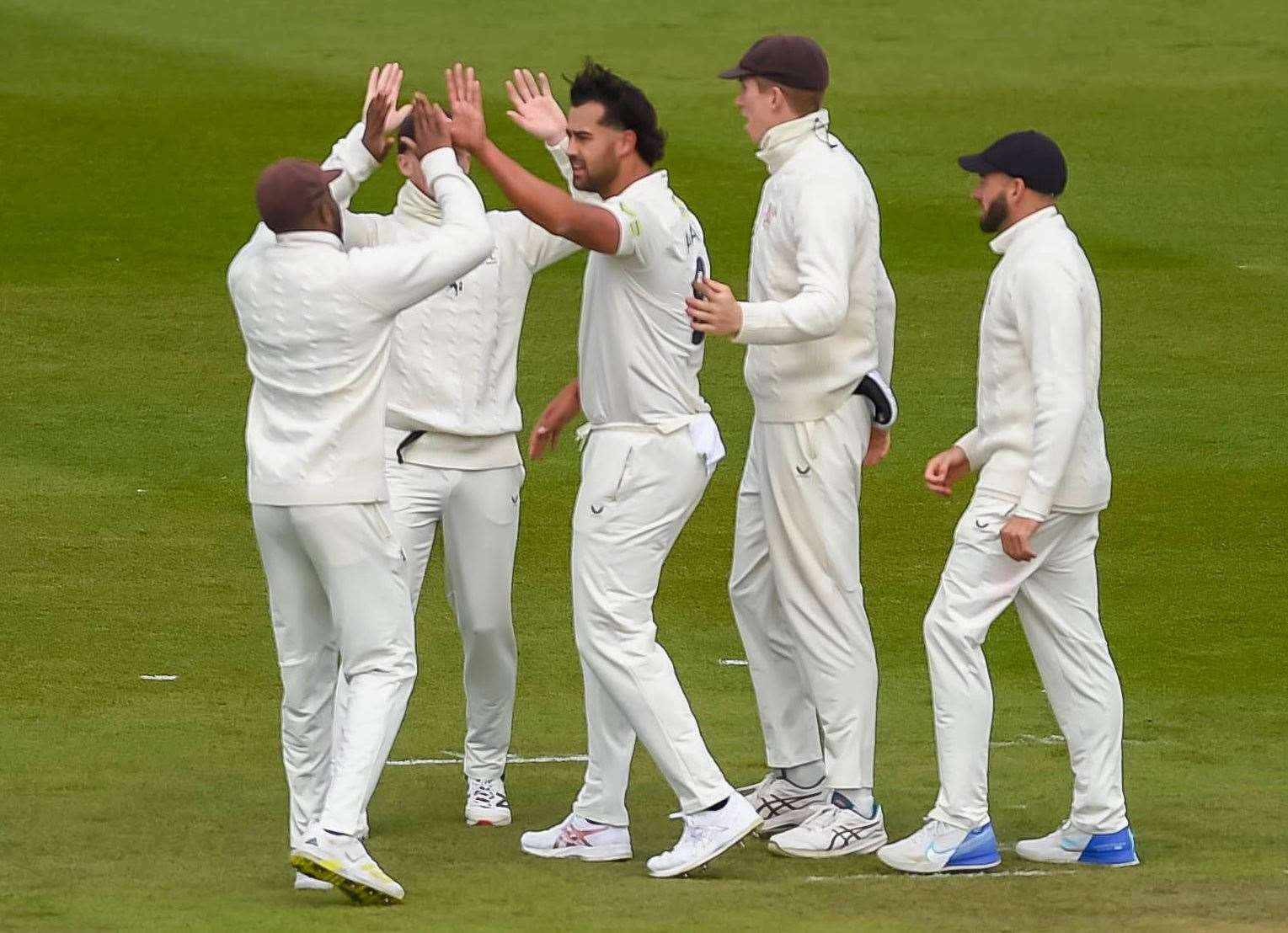 Wes Agar celebrates taking one of his first Kent wickets against Essex. Picture: Ian Scammell / Oyster Bay Photography