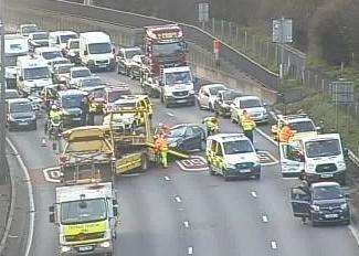 The crash on the M25 approaching the Dartford Crossing. Picture: Highways England (6598013)