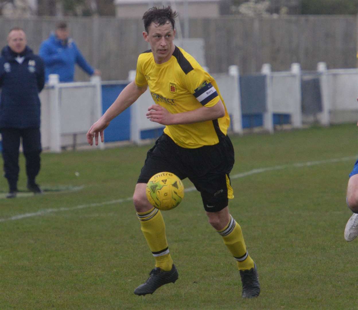 Popular Faversham centre-back Matt Bourne made his 450th club appearance in the draw with champions Hastings. Picture: Chris Davey