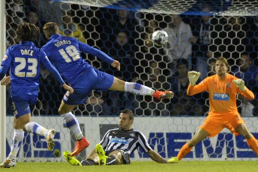 Luke Norris tests Tim Krul during Tuesday's Capital One Cup tie against Newcastle. Picture: Barry Goodwin