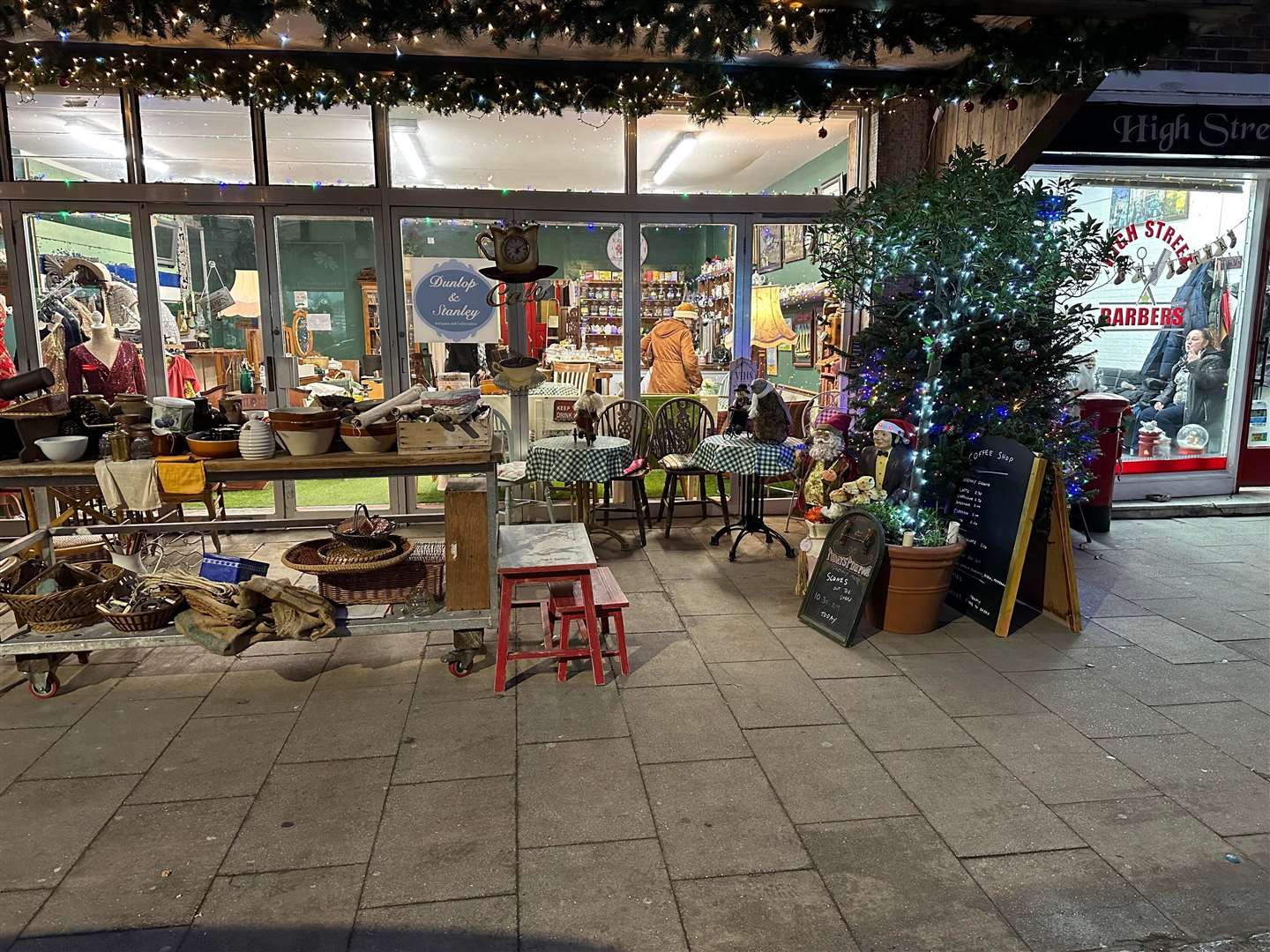 Stephen Jackson's Christmas decorations outside his tearoom in Sheerness