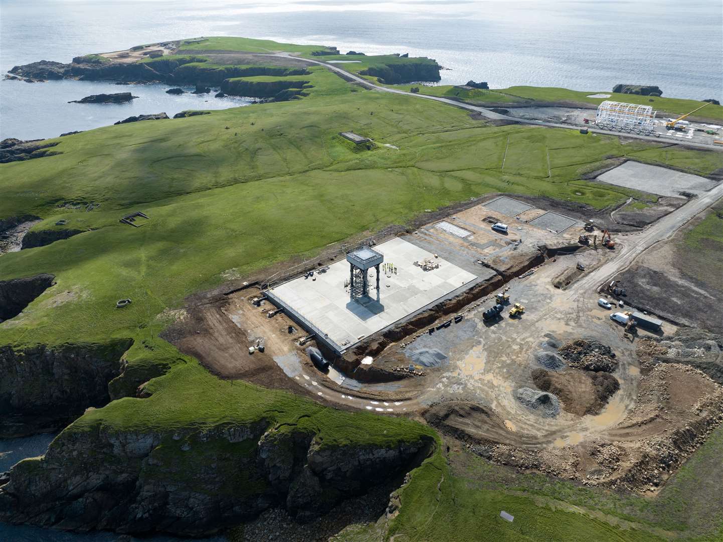 An aerial view of SaxaVord Spaceport, including its launch stool (SaxaVord/PA)