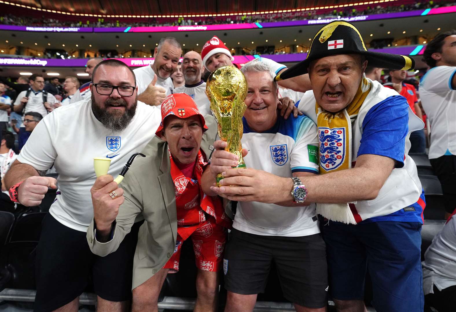 England fans ahead of the game in Al-Khor (Nick Potts/PA)