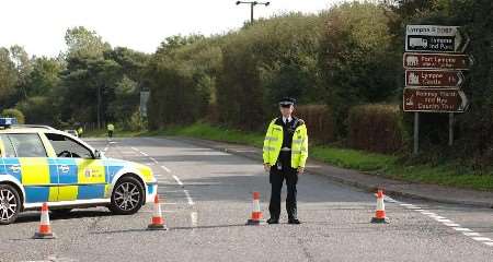 Police at the scene of the tragedy. Picture: DANNY RHODES