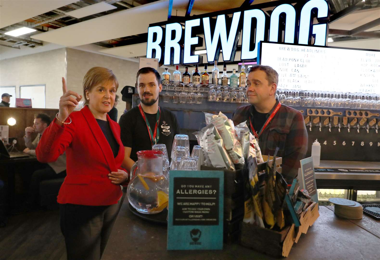 First Minister Nicola Sturgeon on a previous visit to BrewDog at Edinburgh Airport (Andrew Milligan/PA)