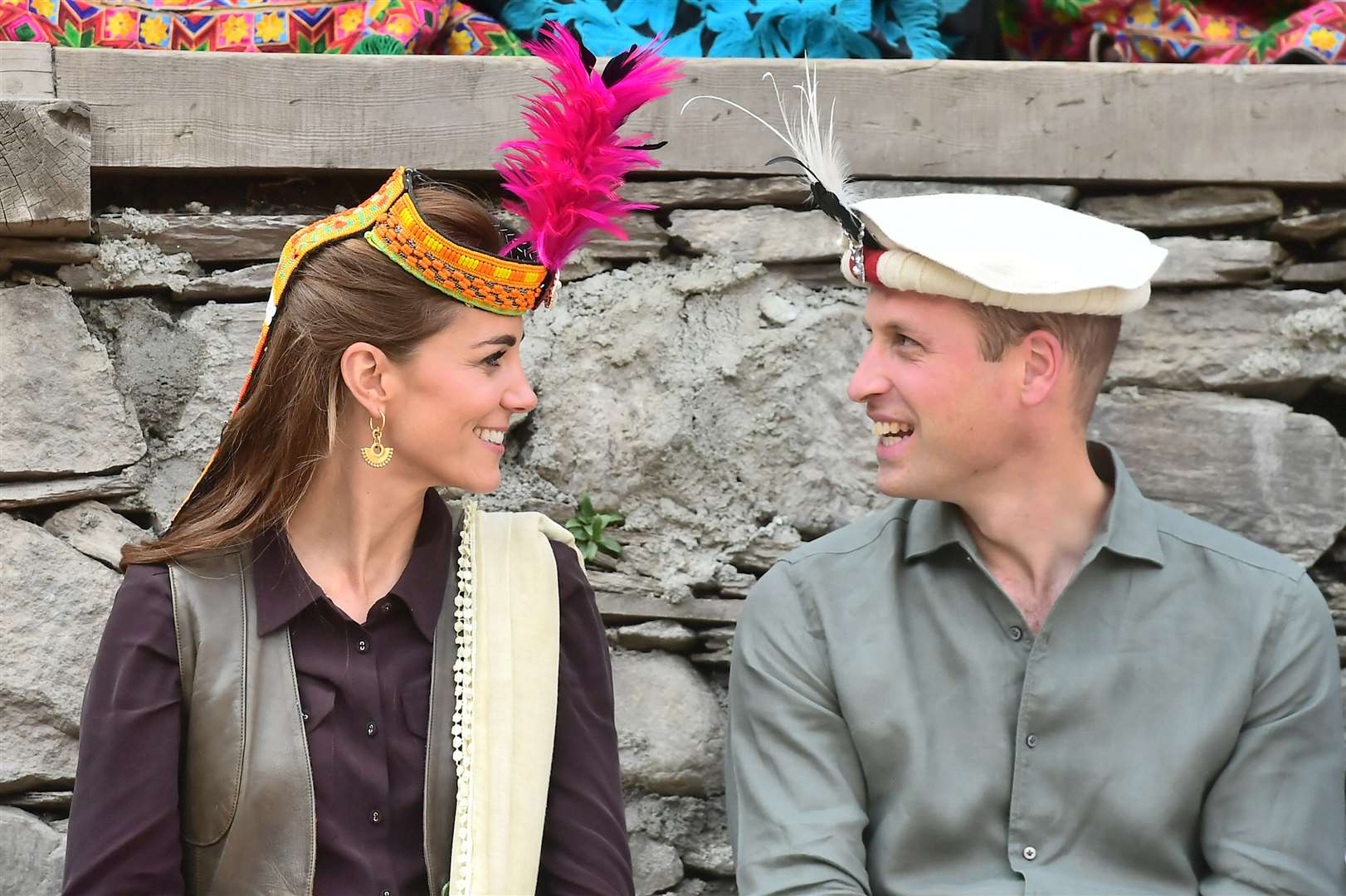William and Kate during a visit to a settlement of the Kalash people in Chitral, Pakistan (Samir Hussein/PA)