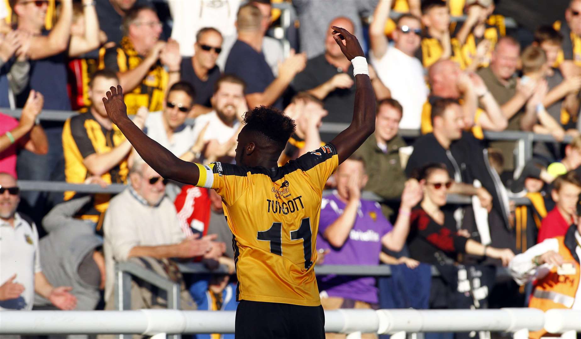 Blair Turgott enjoys the moment after his wonder goal against Leyton Orient Picture: Sean Aidan