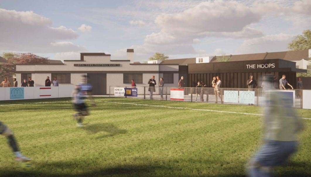 The extension will join onto the existing Deal Town Football Club changing rooms, as this artist’s impression shows. Picture: Smith Group