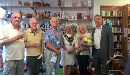 Supporters and staff at the closure of the shop, with the Mayor of Swanley Cllr Lesley Dyball.