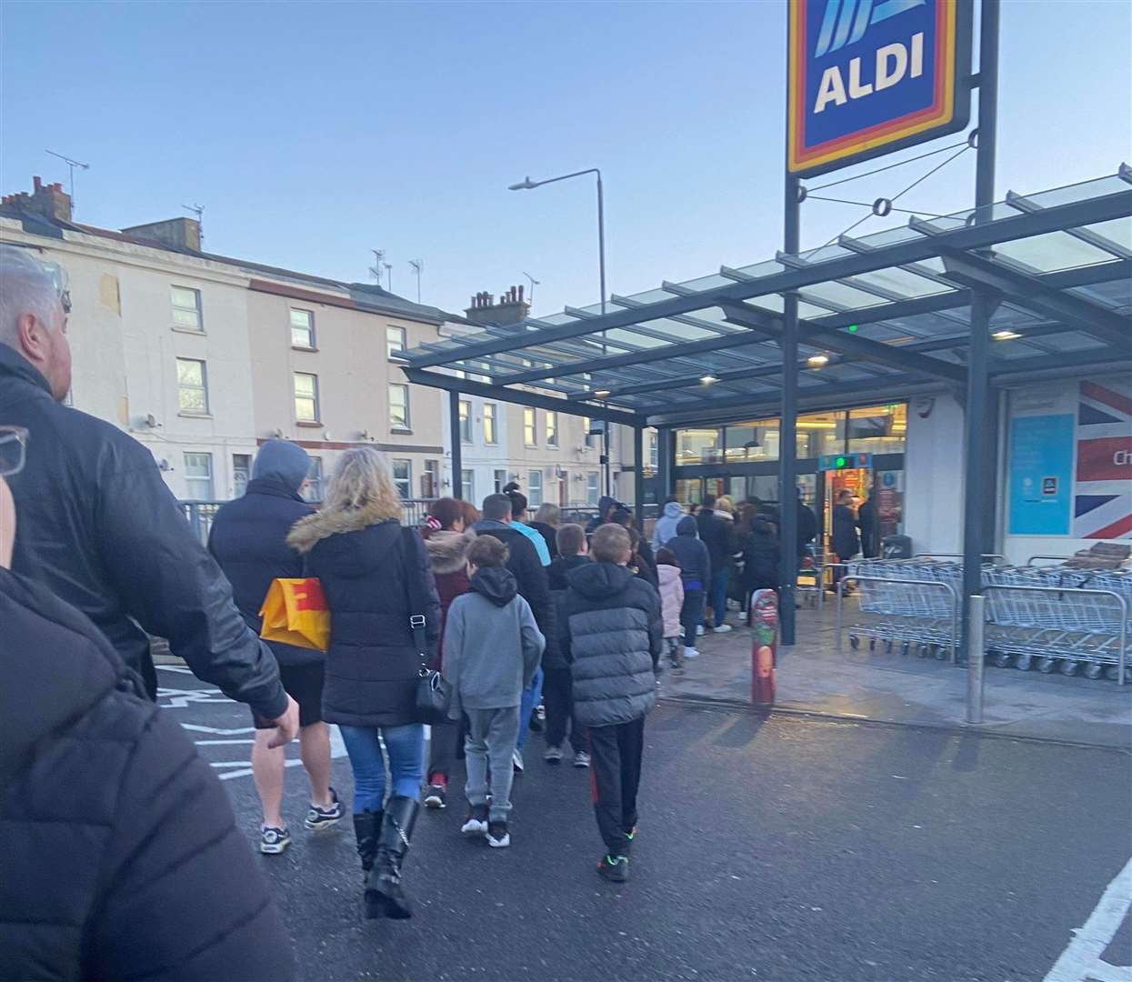 There were long queues at Aldi in December