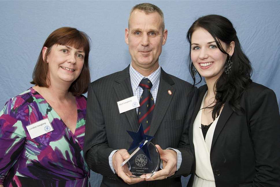 Caroline and Matt Loughrey, 2013 winners, with daughter Jessica Loughrey