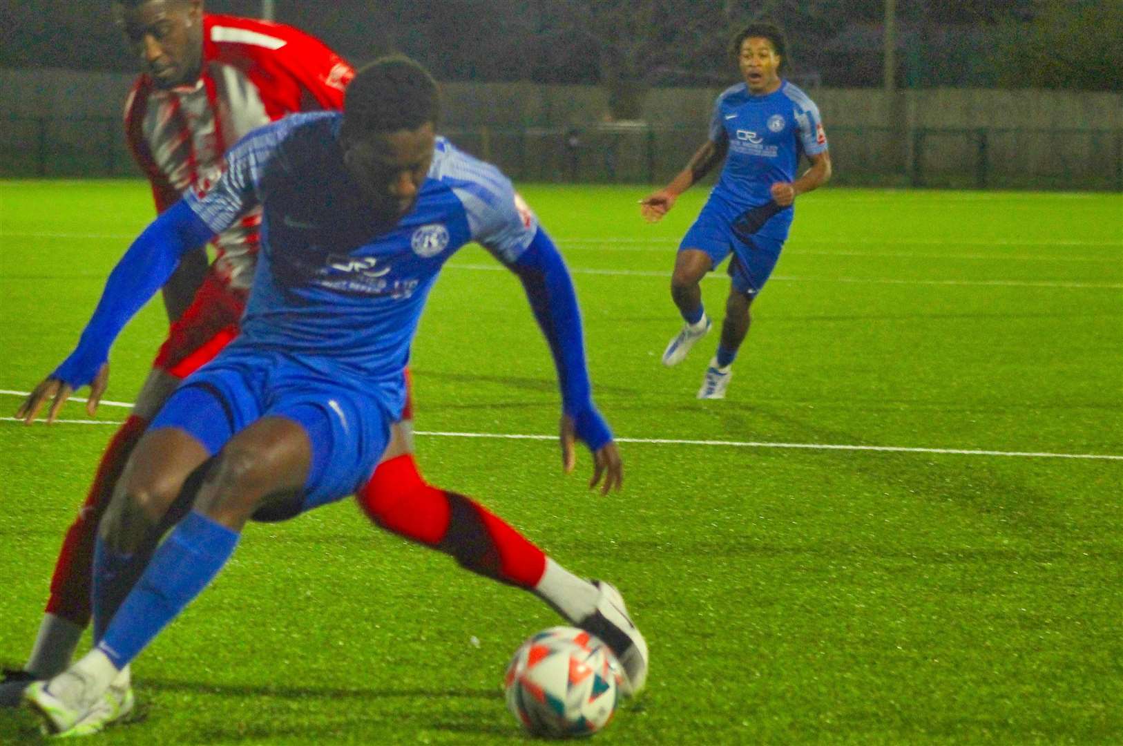 Frontman Marcel Barrington attacking in Herne Bay's 3-1 success. Picture: Keith Davy