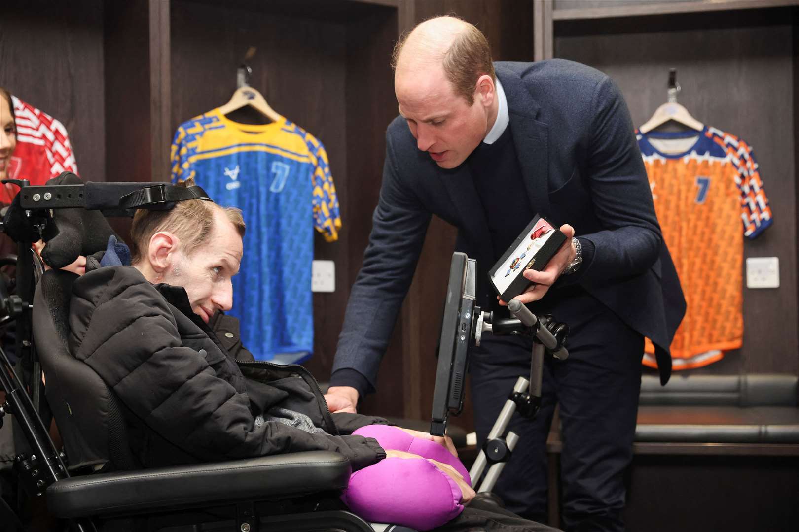 The Prince of Wales meets Rob Burrow during a visit to Headingley Stadium (Phil Noble/PA)