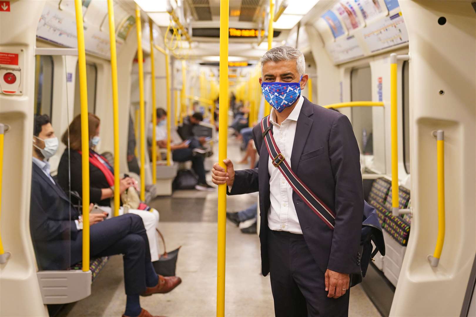 Mayor of London Sadiq Khan wears a mask on the Underground (Kirsty O’Connor/PA Images)