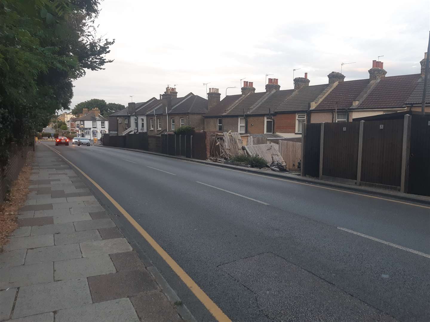 The scene of the crash on Old Road East, Gravesend