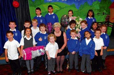 Janet Perry on her last day at New Road Primary, Chatham