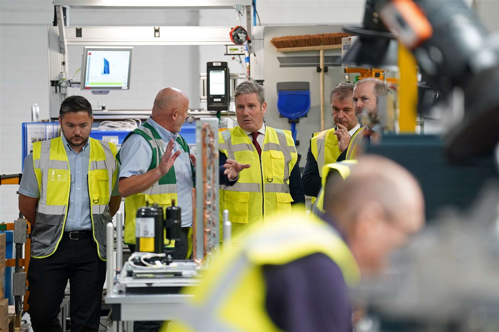 Labour leader Sir Keir Starmer during a visit to the Vaillant factory in Belper, Derbyshire (Joe Giddens/PA)