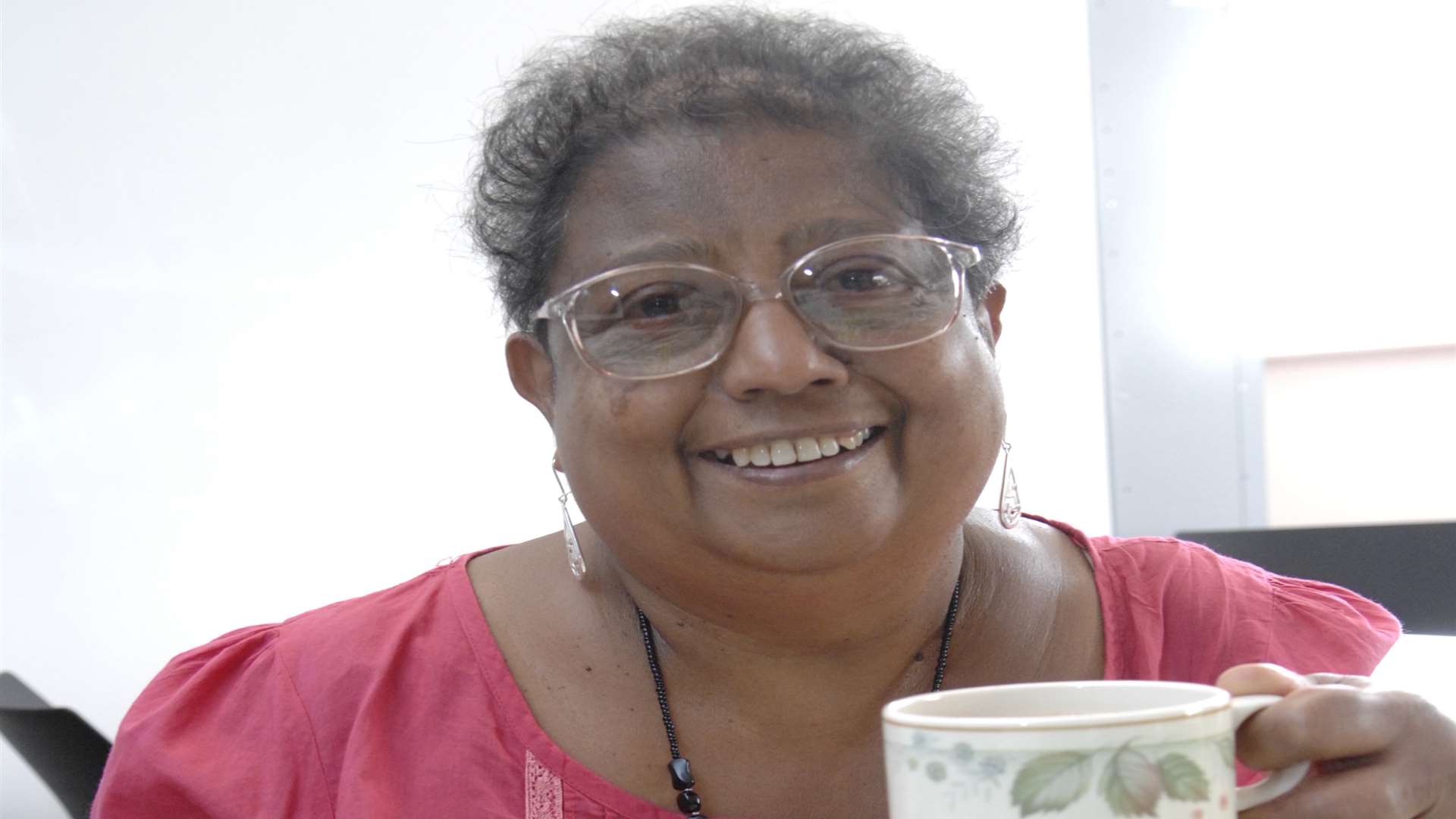 Gloria Williams enjoyed a piece of cake and a coffee at the Sheerness Gateway Macmillan coffee morning