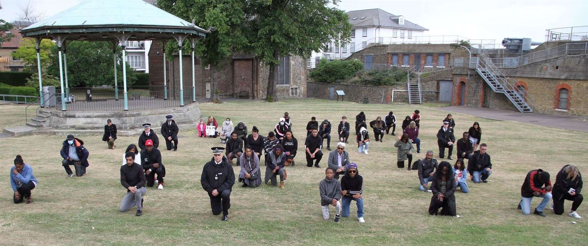 Many people gathered at Gravesend promenade to remember George Floyd. Picture: Cohesion Plus