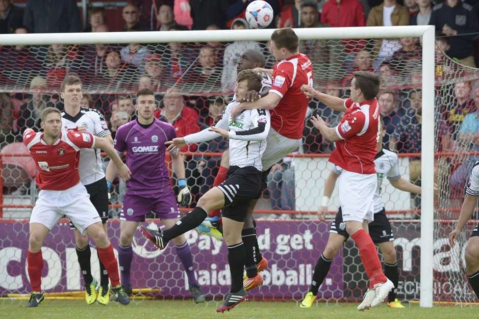 Ebbsfleet apply pressure on the Dover goal in the play-off final Picture: Andy Payton
