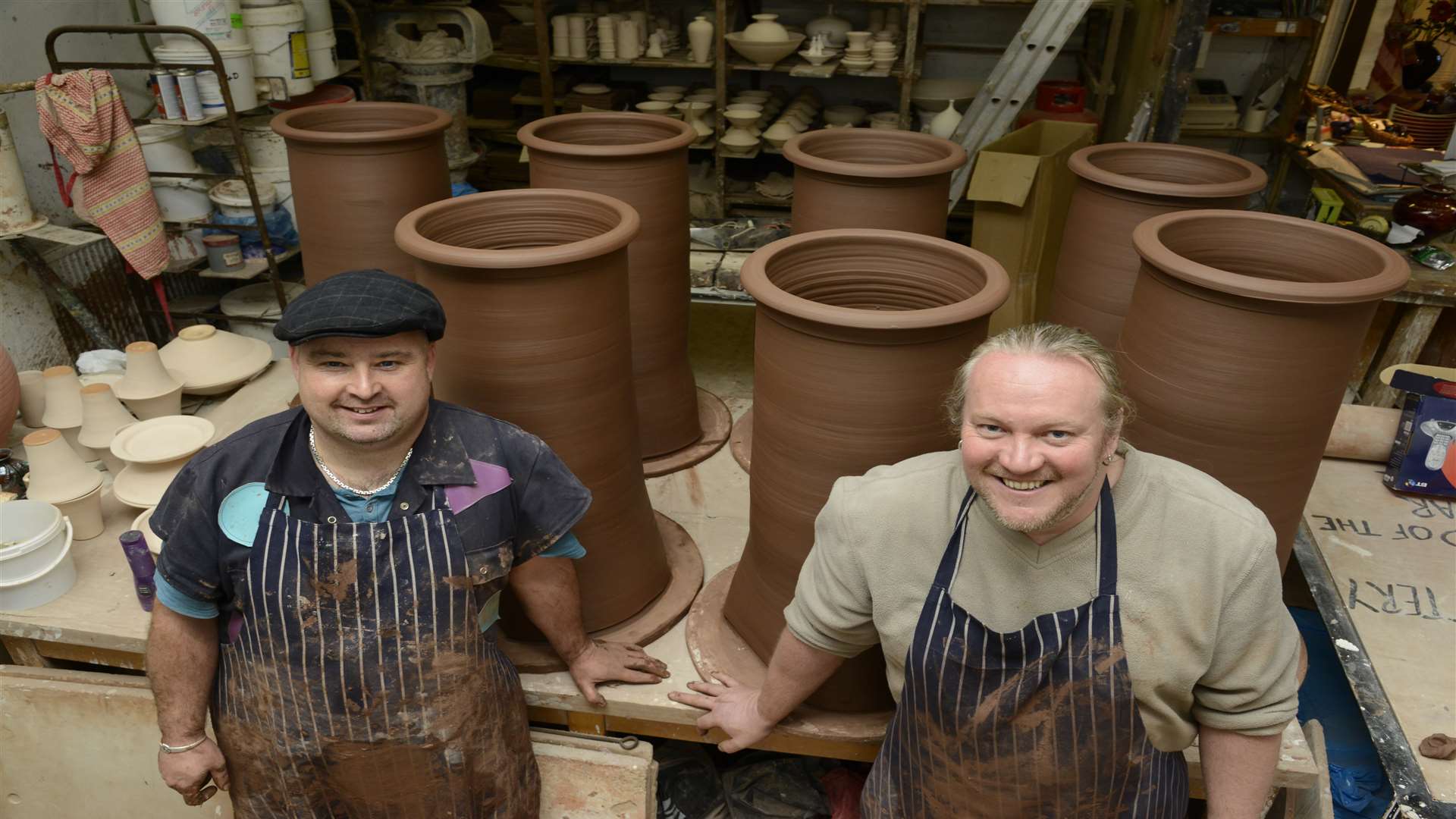 Billy Byles and Alan Parris, master potters at Aylesford