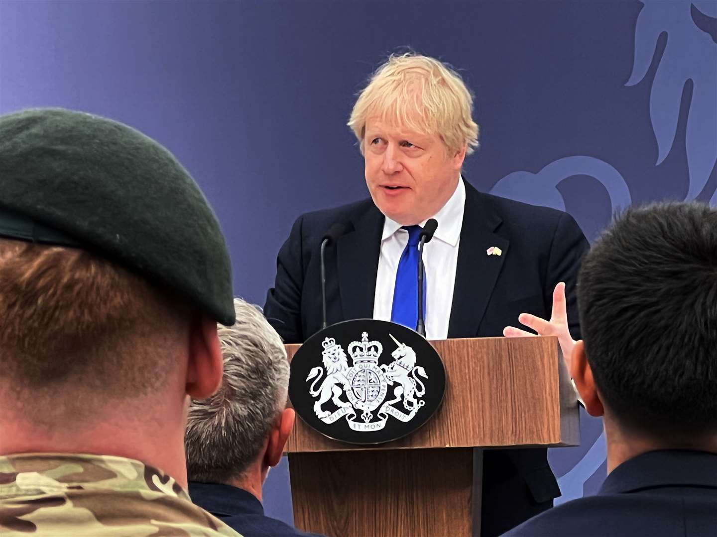Prime Minister Boris Johnson at Lydd airport in Kent Picture: Barry Goodwin