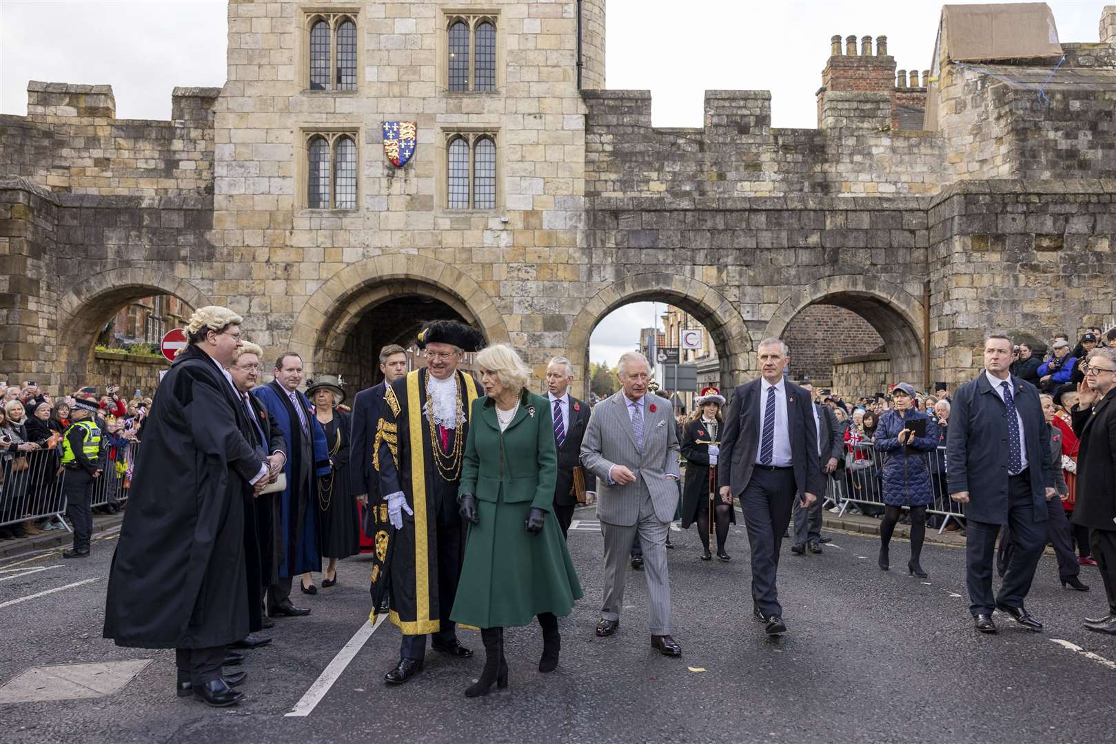 Charles and Camilla at Micklegate Bar (James Glossop/The Times/PA)