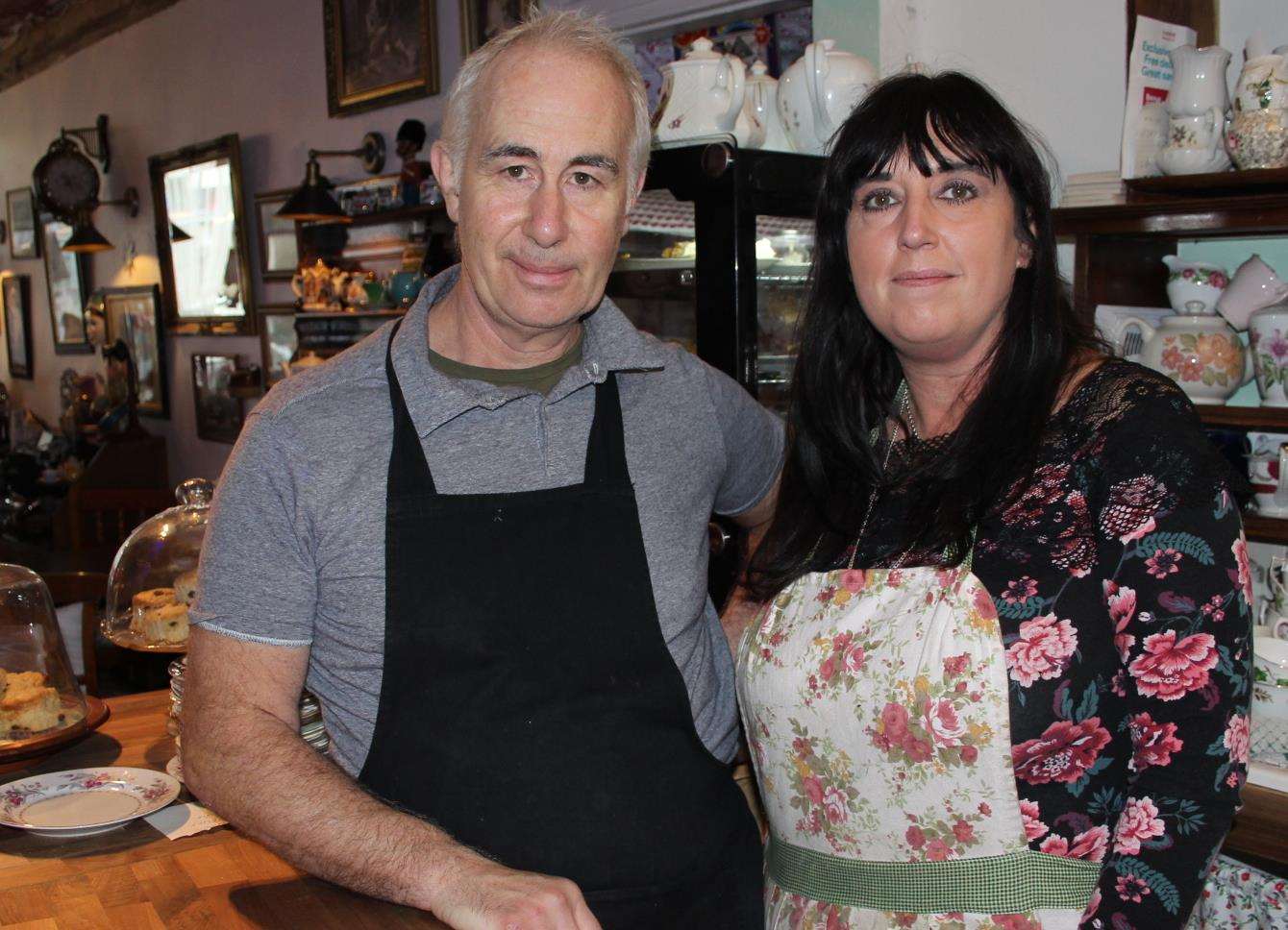 Stephen Jackson and Sarah-Jane Wood at the Jacksonwood vintage tea rooms in Sheerness High Street