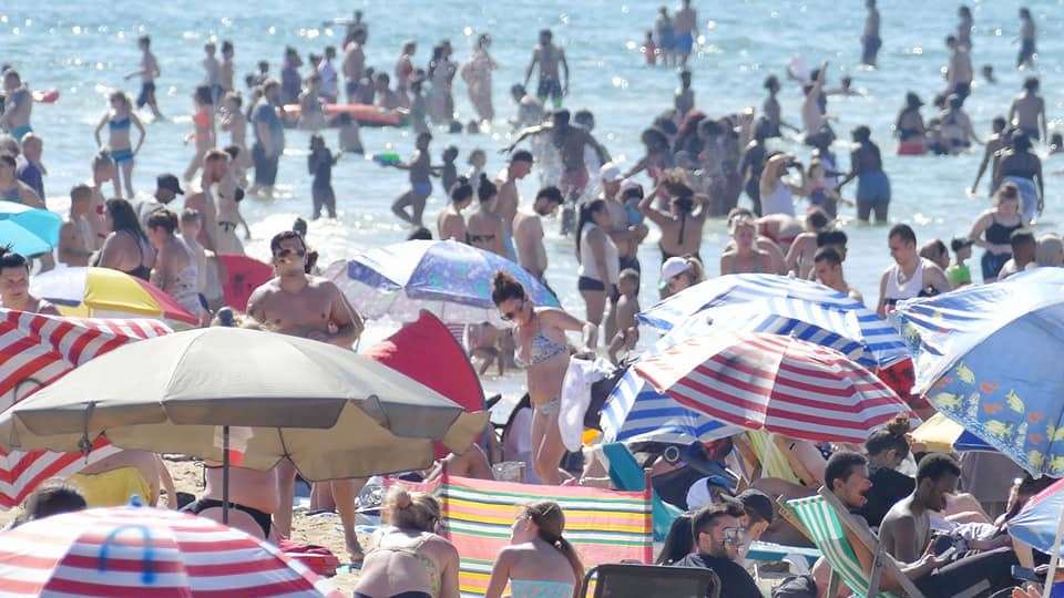 Huge crowds of people on Margate Main Sands today. Picture: Frank Leppard Photography