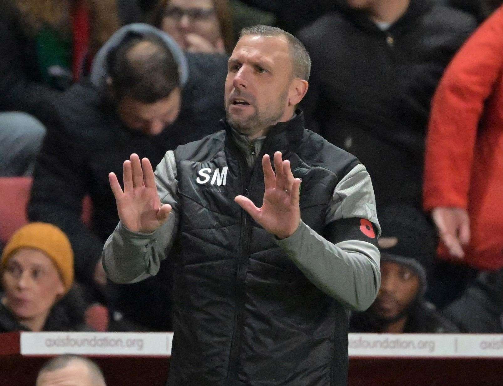 Cray Valley manager Steve McKimm on the touchline at Charlton. Picture: Keith Gillard