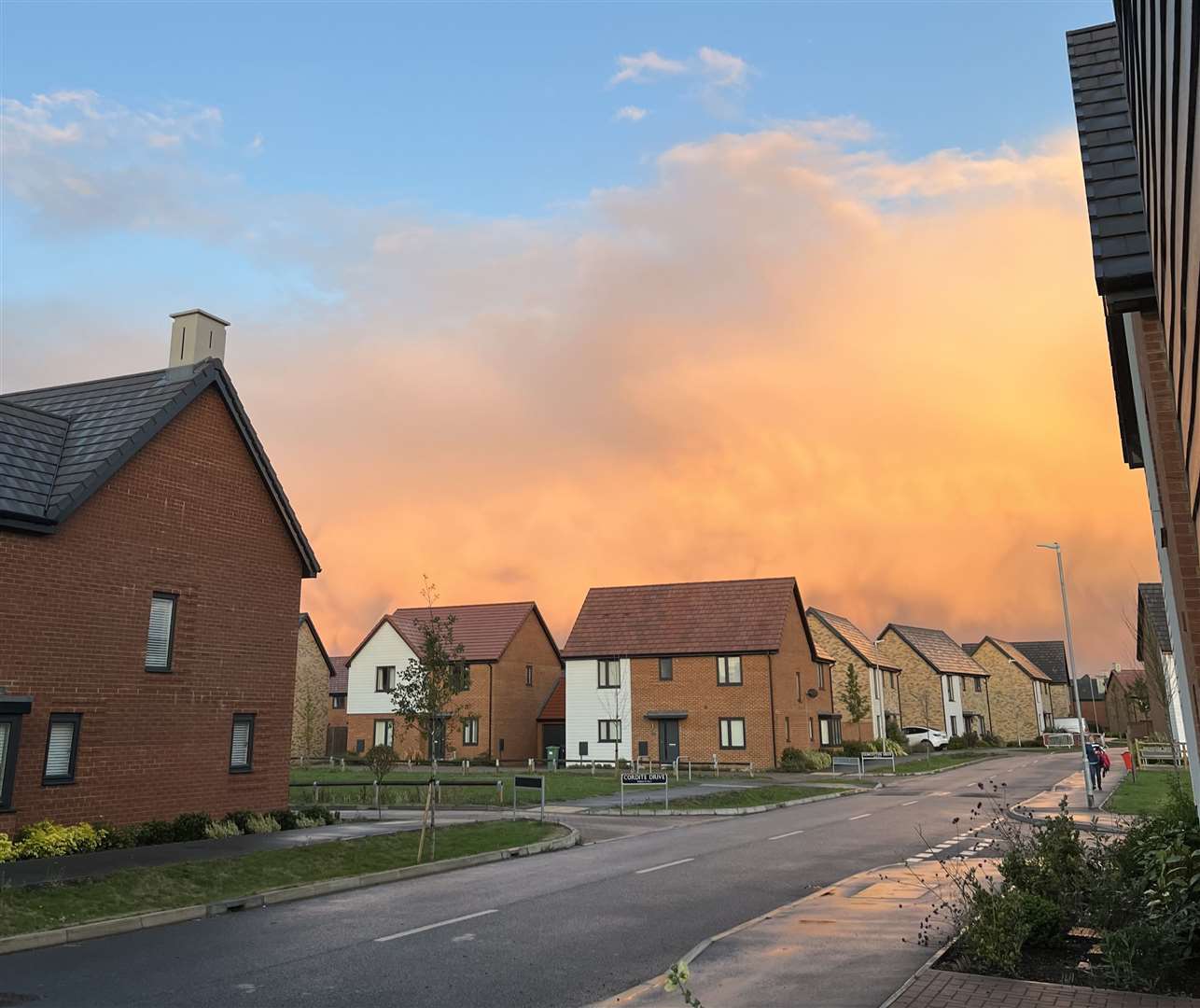 The red and orange clouds could be seen in Faversham