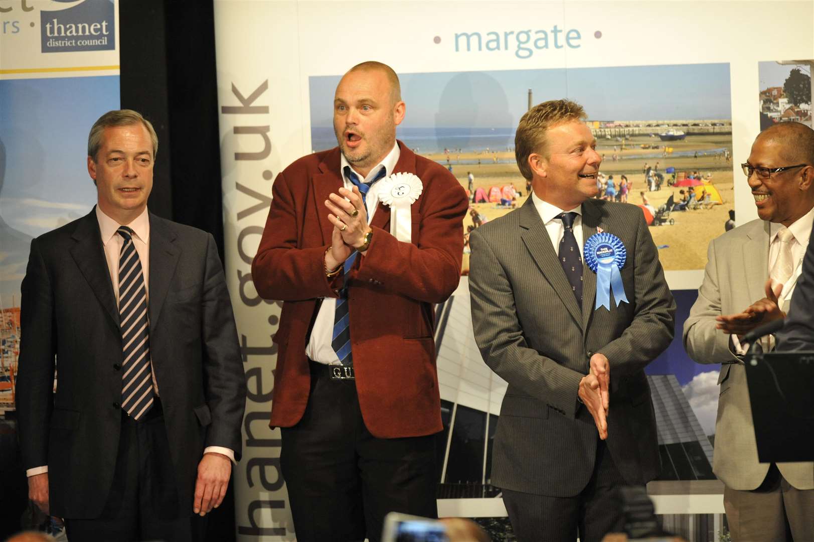 Craig Mackinlay stood against Nigel Farage in the 2015 General Election, and the comedian Al Murray, centre