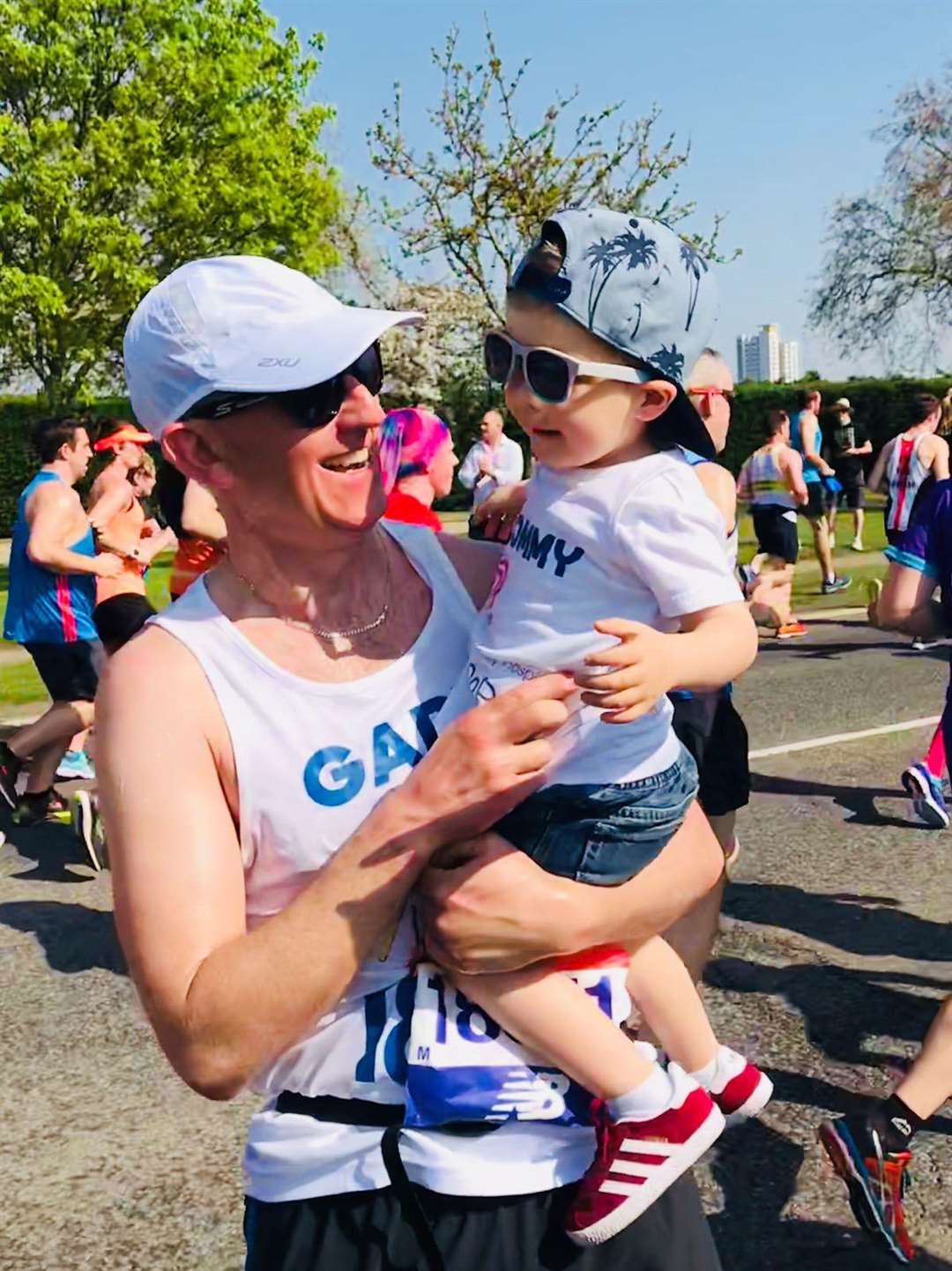 Gary Wright, with grandson Tommy, who ran to support the children's ward at Darent Valley Hospital in Dartford