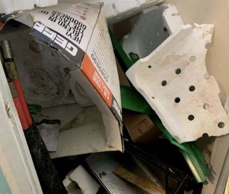 A cupboard at the shop in New Rents was full of cardboard and other waste