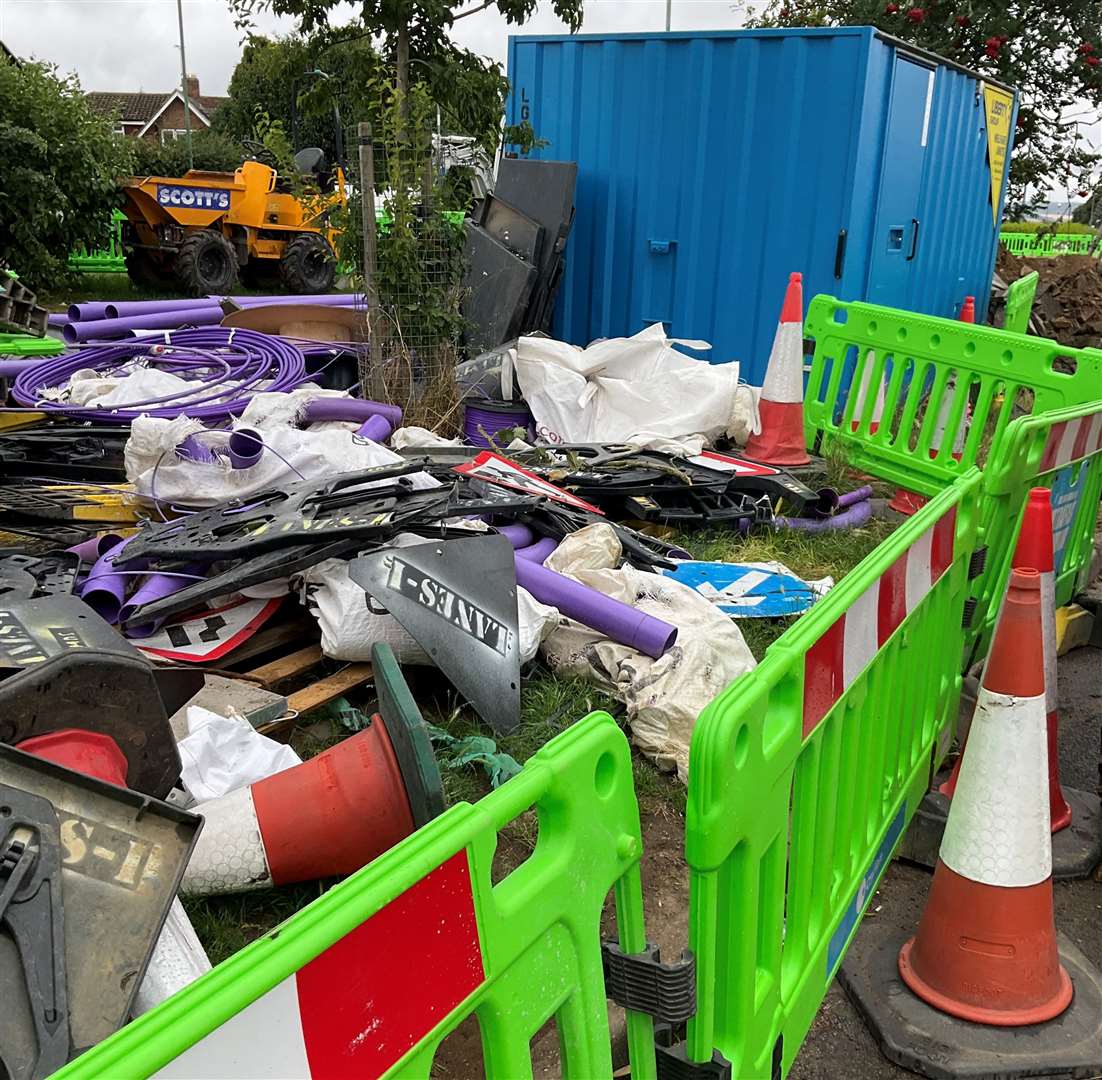 Alan Edwards of Adisham Drive says the grass verge between his road and London Road is being used as a "dump" by CityFibre workers. Picture: Alan Edwards