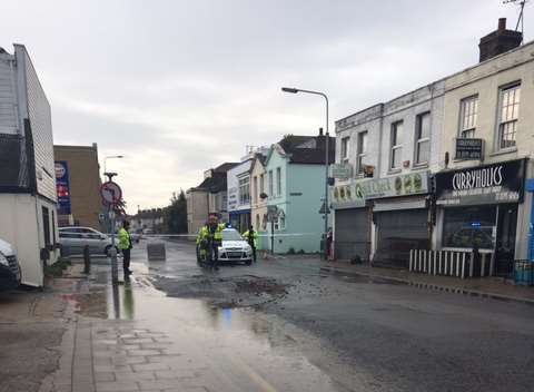 Police sealed off Sheerness High Street this morning.