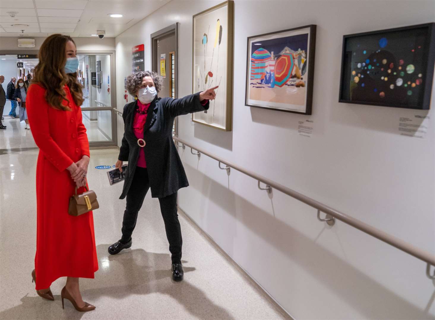 The Duchess of Cambridge with Catsou Roberts, director of vital arts for Barts Health NHS Trust, during a visit to the Royal London Hospital in Whitechapel (Arthur Edwards/The Sun/PA)