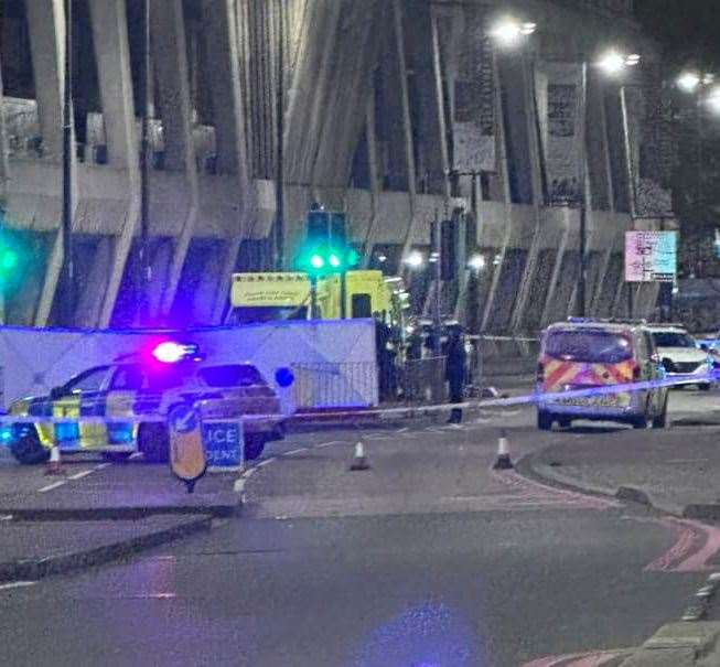 The emergency services cordoned off part of The Brook in Chatham following the incident. Picture: Kelly Longman