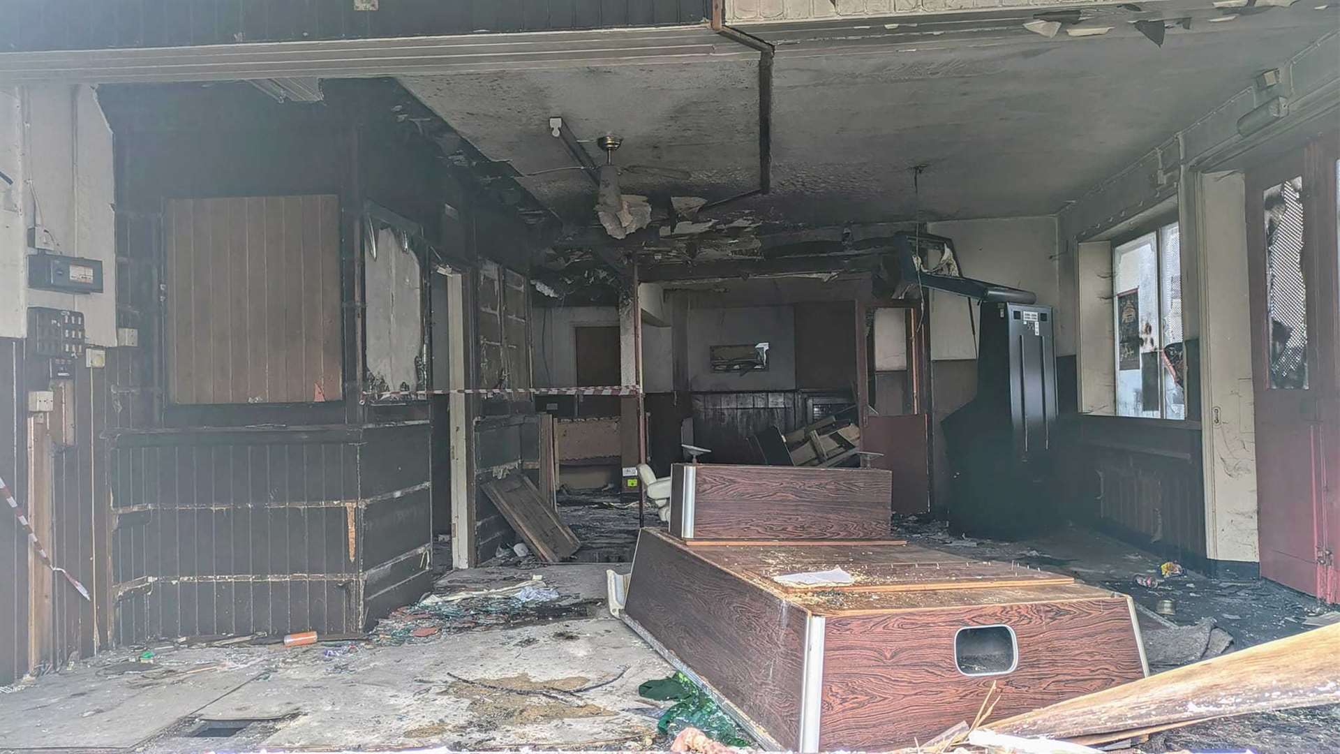 The aftermath of the blaze at the former Hen and Chicks pub. Picture: Jonathan Brierly