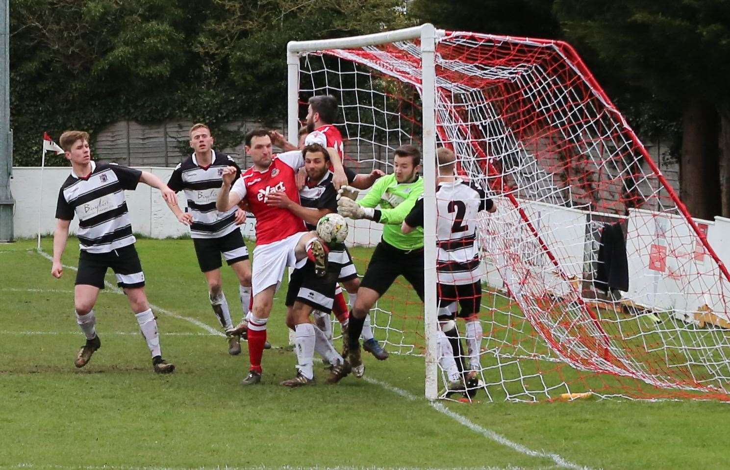 Rob Gillman scores a goal for former club Whitstable Town