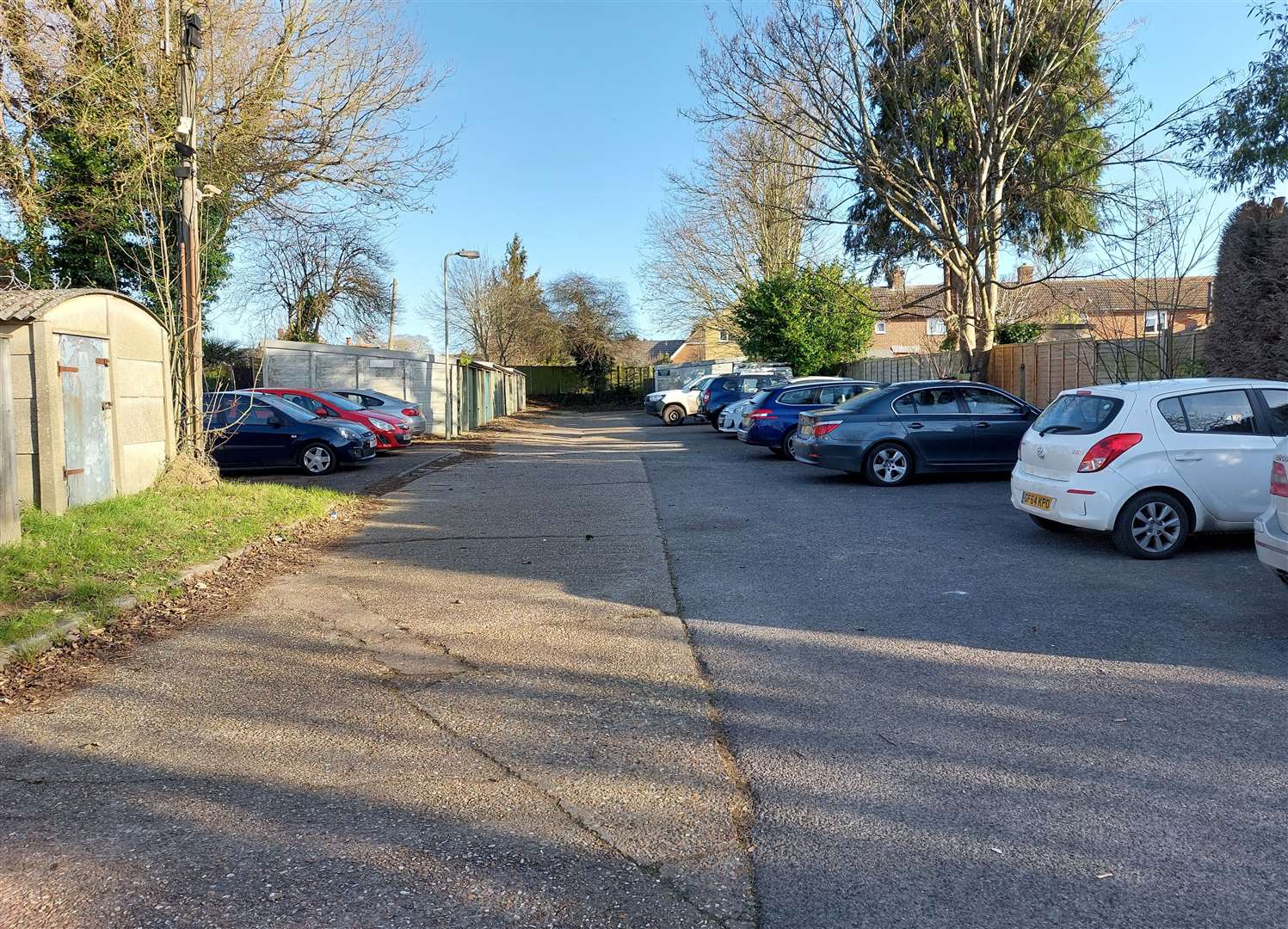 The car park at the rear of the shops