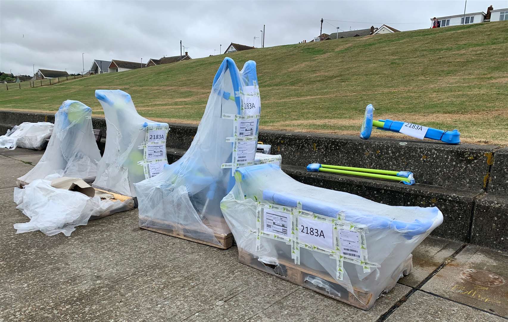 The new outdoor gym equipment waiting to be installed along The Leas in Minster, Sheppey