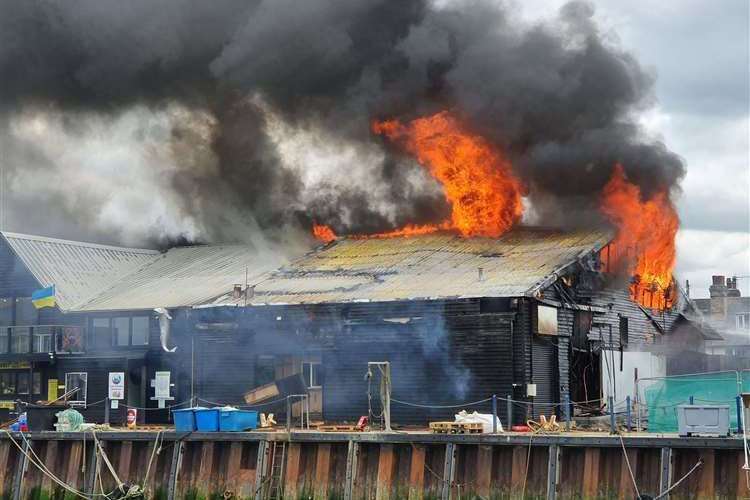 Dozens of firefighters attended the fire at Whitstable harbour in May 2022. Picture: Mary Whelan