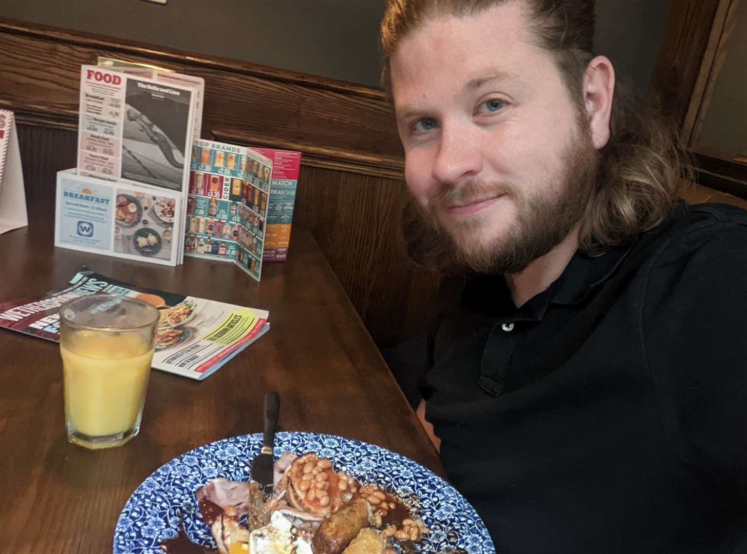 Reporter Rhys Griffiths gets stuck into breakfast at The Belle and Lion in Sheerness