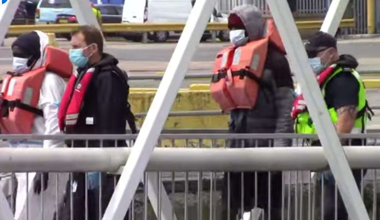 Several rescued asylum seekers are brought to Dover Western Docks. Library image. Picture courtesy of Chris Johnson